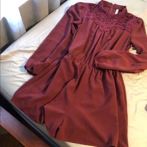 Burgundy Long sleeve romper